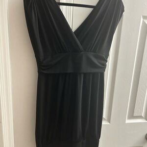 Roulette Black Mini Dress with V-Neck